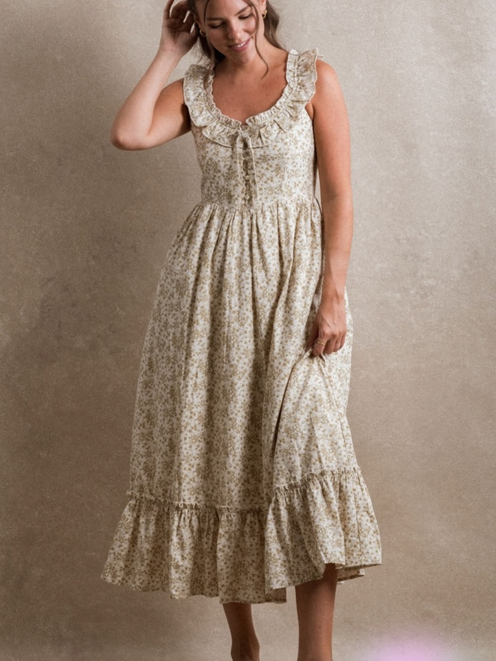 Neuflora Destin Dress - Tan Floral small